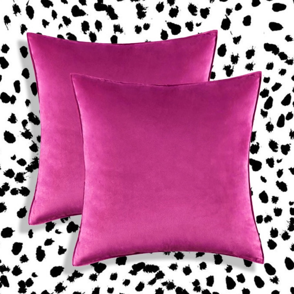 Luxury Home | Chic Fuschia Soft Velvet Flanged Edge Throw Pillow Covers